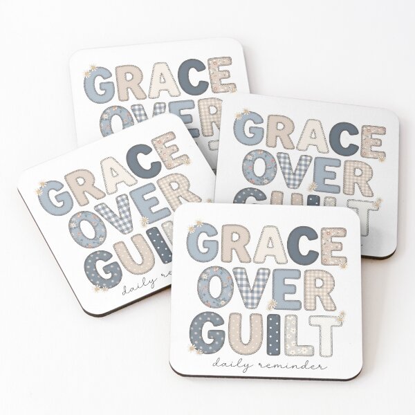 Item preview, Grace Over Guilt Daily Reminder Inspirational Floral Patchwork Typography T-Shirt designed and sold by StickerNestYou.