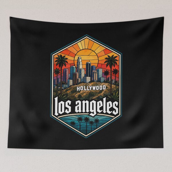 Item preview, Hollywood Los Angeles Stained Glass California Travel designed and sold by TomFrontierArt.