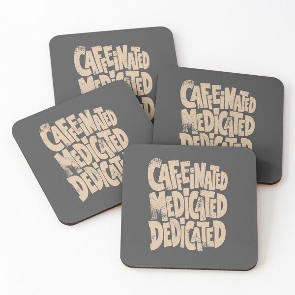 Item preview, Caffeinated Medicated Dedicated Funny Nurse Coffee Apron - Brown Version designed and sold by KiwyStudio.