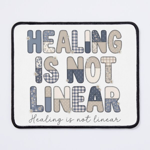 Item preview, Healing Is Not Linear – Mental Health Quote Patchwork Floral Typography T-Shirt designed and sold by StickerNestYou.