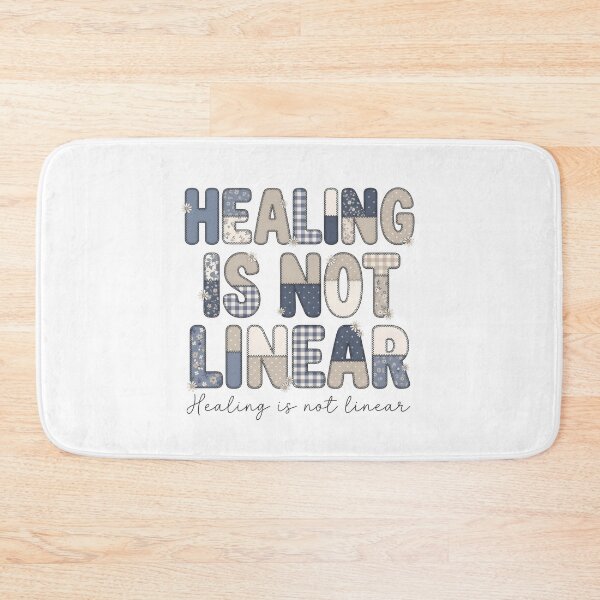 Item preview, Healing Is Not Linear – Mental Health Quote Patchwork Floral Typography T-Shirt designed and sold by StickerNestYou.