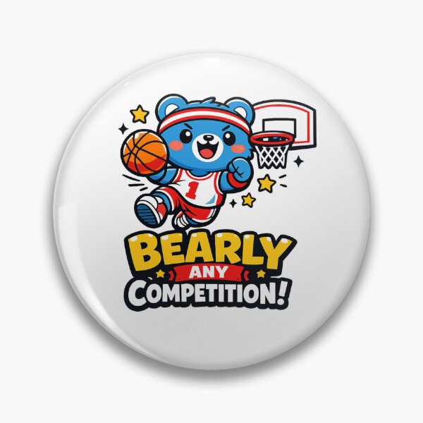 Item preview, Kawaii Blue Bear Basketball | Bearly Any Competition Funny Sports Pun designed and sold by RonBear-Designs.