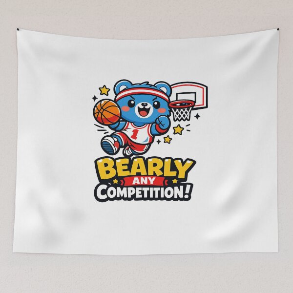 Item preview, Kawaii Blue Bear Basketball | Bearly Any Competition Funny Sports Pun designed and sold by RonBear-Designs.