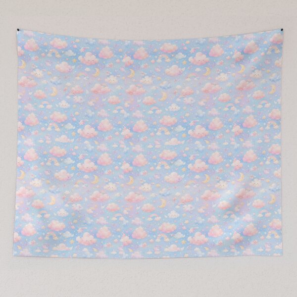 Item preview, seamless - pink clouds and blue sky designed and sold by QuietVanilla.