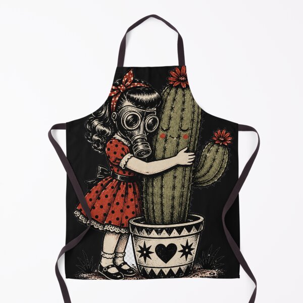 Item preview, Creepy Cute Gas Mask Girl Hugging Smiling Cactus designed and sold by PopStaticPress.