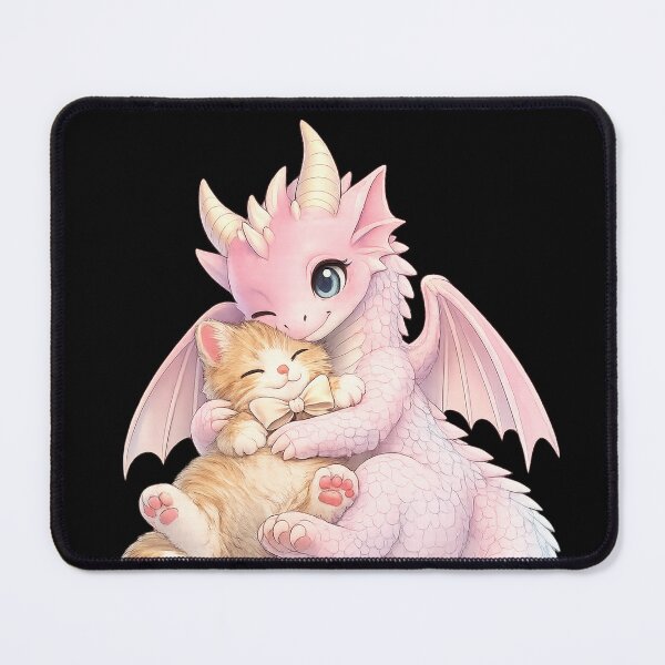 Item preview, Cute Pink Baby Dragon Hugging Kitten designed and sold by Hatchling Hollow.