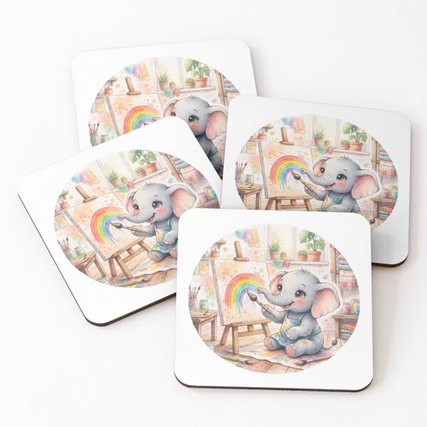 Item preview, An Adorable Baby Elephant - Rainbow Painting Watercolor designed and sold by DigitfanStudio.