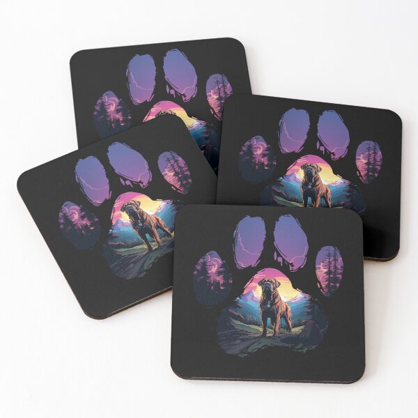 Item preview, Funny Boerboel Paw Synthwave Mountain Tree Mom Dad Kids designed and sold by rafaeltto.