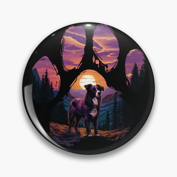 Item preview, Funny Border Collie Paw Synthwave Mountain Tree Mom Dad Kids designed and sold by rafaeltto.