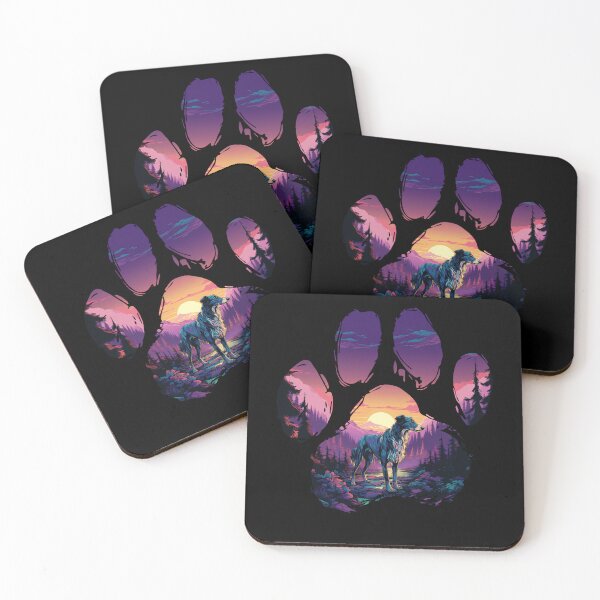 Item preview, Funny Borzoi Paw Synthwave Mountain Tree Mom Dad Kids designed and sold by rafaeltto.