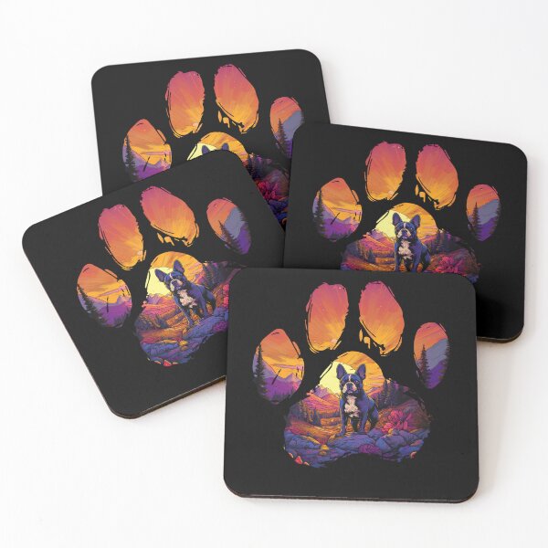 Item preview, Funny Boston Terrier Paw Synthwave Mountain Tree Mom Dad Kids designed and sold by rafaeltto.