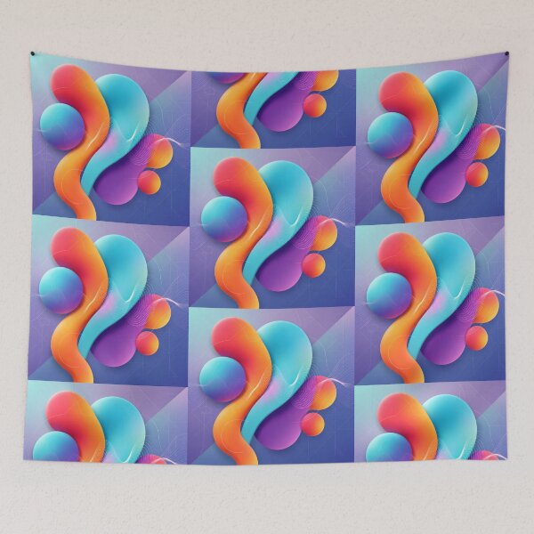 Item preview, Vibrant 3D Fluid Abstract Geometric Digital Art designed and sold by PinnyPxStudio.