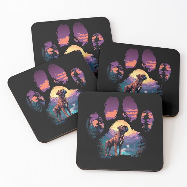 Item preview, Funny Boxer Paw Synthwave Mountain Tree Mom Dad Kids designed and sold by rafaeltto.