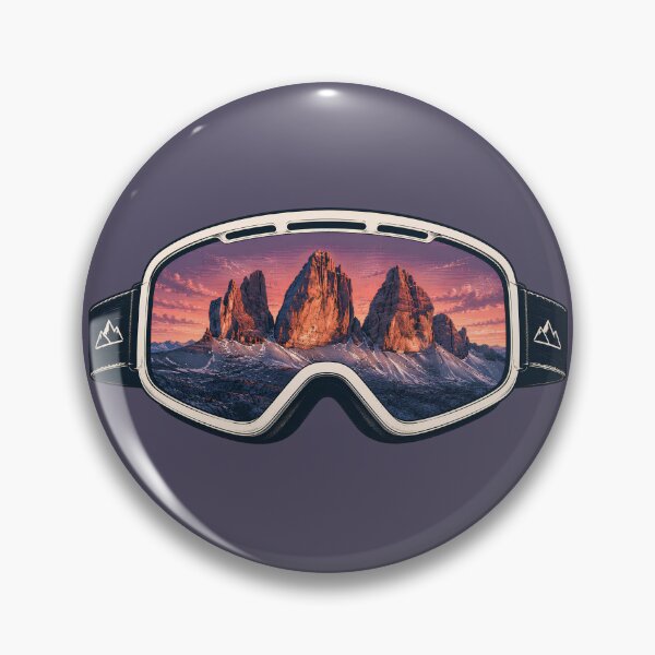Item preview, Tre Cime di Lavaredo Ski Goggles - Retro Dolomites Sunset Mountain Reflection designed and sold by SlothcoreVibes.