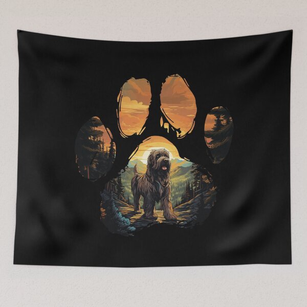 Item preview, Funny Briard Paw Synthwave Mountain Tree Mom Dad Kids designed and sold by rafaeltto.