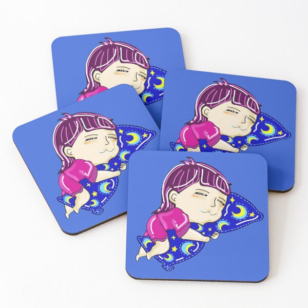 Item preview, Sweet dreams! A cute hand-drawn illustration of a anime girl peacefully sleeping while hugging a dreamy starry night pillow. designed and sold by Ban Nang Root.