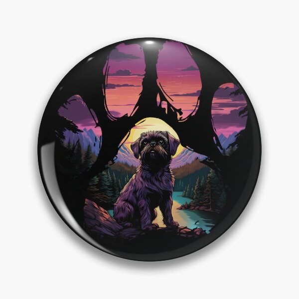 Item preview, Funny Brussels Griffon Paw Synthwave Mountain Tree Mom Dad Kids designed and sold by rafaeltto.