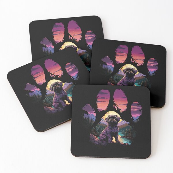 Item preview, Funny Brussels Griffon Paw Synthwave Mountain Tree Mom Dad Kids designed and sold by rafaeltto.