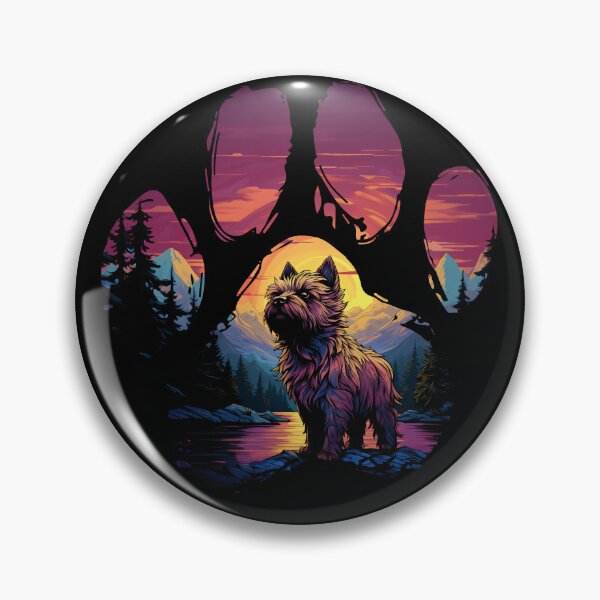 Item preview, Funny Cairn Terrier Paw Synthwave Mountain Tree Mom Dad Kids designed and sold by rafaeltto.