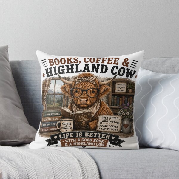 Item preview, Books Coffee & Highland Cow Vintage Reader T-Shirt Stickers designed and sold by Sunday.Supply.