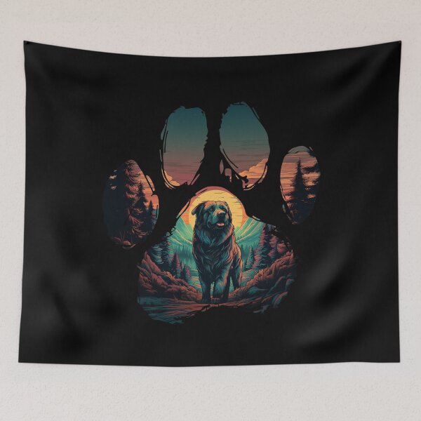 Item preview, Funny Caucasian Shepherd Paw Synthwave Mountain Tree Mom Dad Kids designed and sold by rafaeltto.