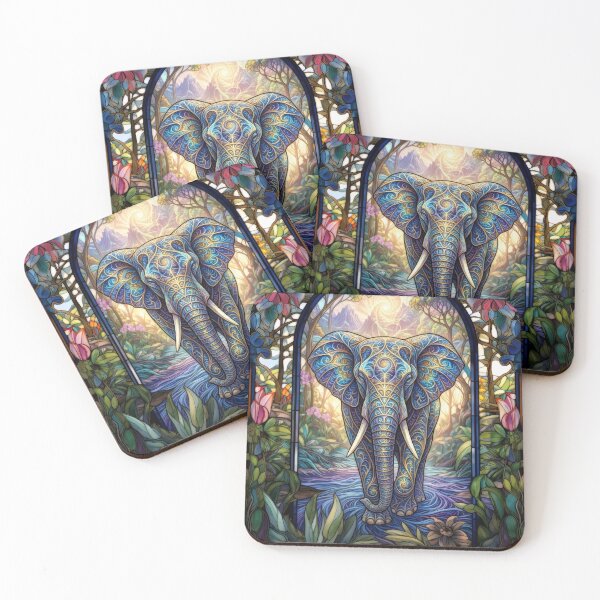 Item preview, Mystical Stained Glass Elephant | Fantasy Wildlife AI Art designed and sold by pinkal.