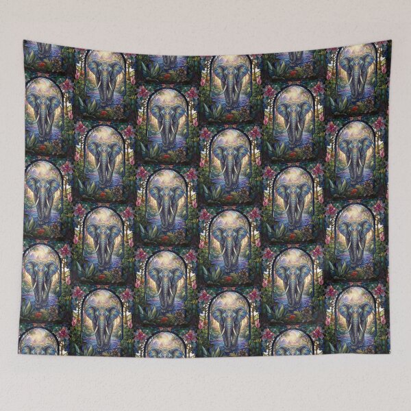 Item preview, Mystical Stained Glass Elephant | Fantasy Wildlife AI Art designed and sold by pinkal.