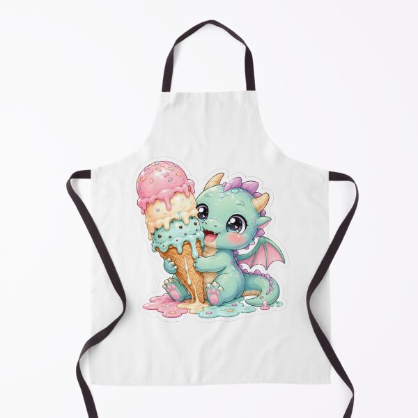Item preview, Cute Baby Dragon Holding Melting Triple Scoop Ice Cream Kawaii Die Cut Sticker designed and sold by Sidra digital art 8277237.