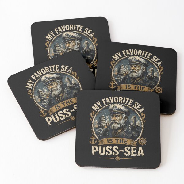 Item preview, My Favorite Sea Is The Puss-Sea Funny Sailor Pun Vintage designed and sold by CocoLama.