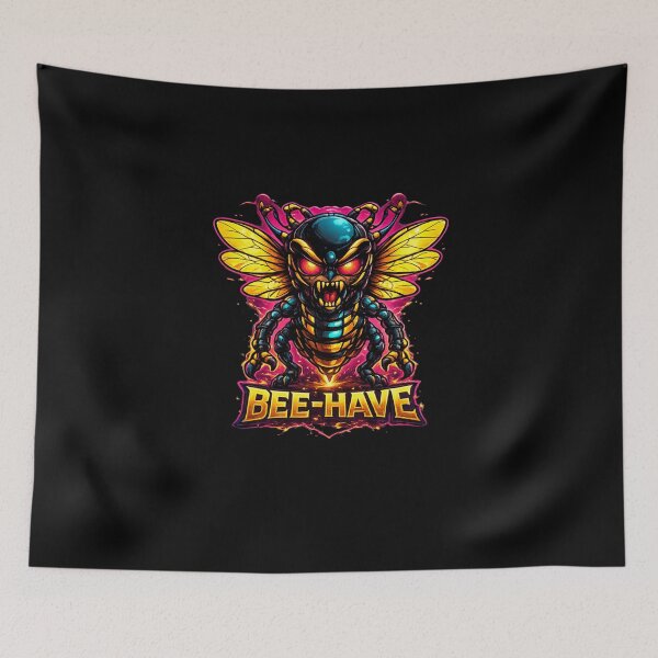 Item preview, Bee-Have | Angry Cyber Bee Monster Funny Graphic T-Shirt Design designed and sold by EverclearDesign.