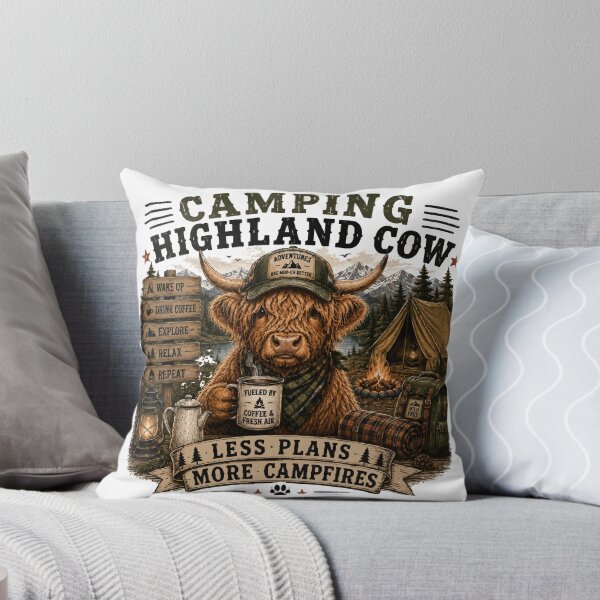 Item preview, Camping Highland Cow Funny Rustic Camping T-Shirt Stickers designed and sold by Sunday.Supply.