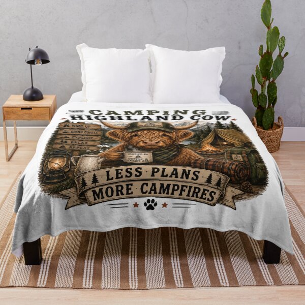 Item preview, Camping Highland Cow Funny Rustic Camping T-Shirt Stickers designed and sold by Sunday.Supply.