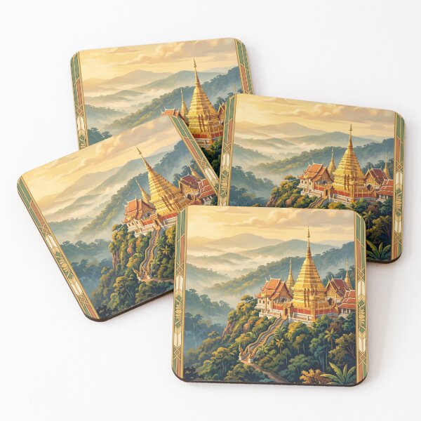 Item preview, Chiang Mai Thailand Vintage Travel Poster – Doi Suthep Golden Temple designed and sold by Bomax121.