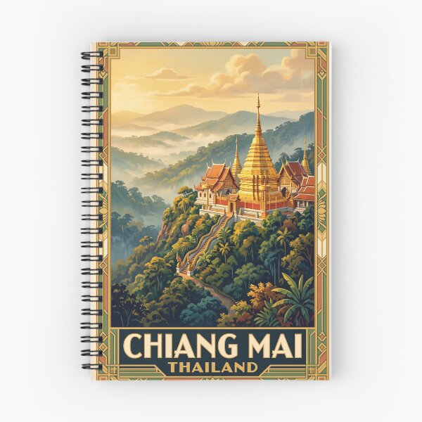 Item preview, Chiang Mai Thailand Vintage Travel Poster – Doi Suthep Golden Temple designed and sold by Bomax121.