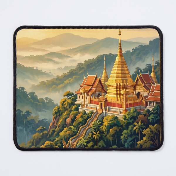 Item preview, Chiang Mai Thailand Vintage Travel Poster – Doi Suthep Golden Temple designed and sold by Bomax121.