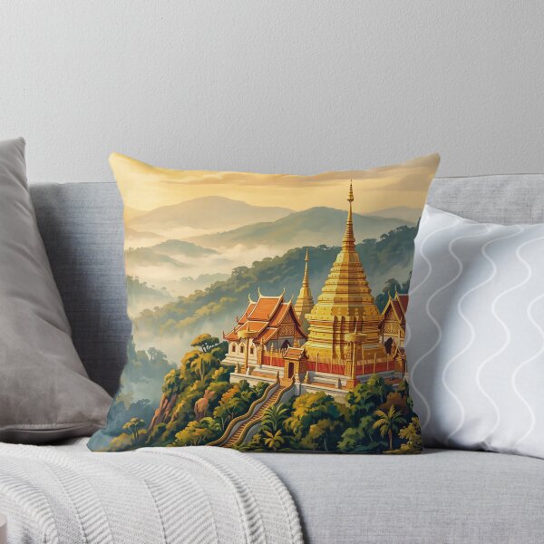 Item preview, Chiang Mai Thailand Vintage Travel Poster – Doi Suthep Golden Temple designed and sold by Bomax121.