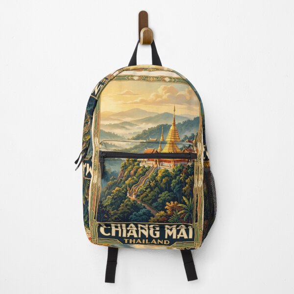 Item preview, Chiang Mai Thailand Vintage Travel Poster – Doi Suthep Golden Temple designed and sold by Bomax121.