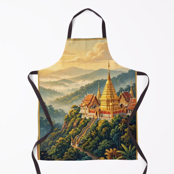 Item preview, Chiang Mai Thailand Vintage Travel Poster – Doi Suthep Golden Temple designed and sold by Bomax121.