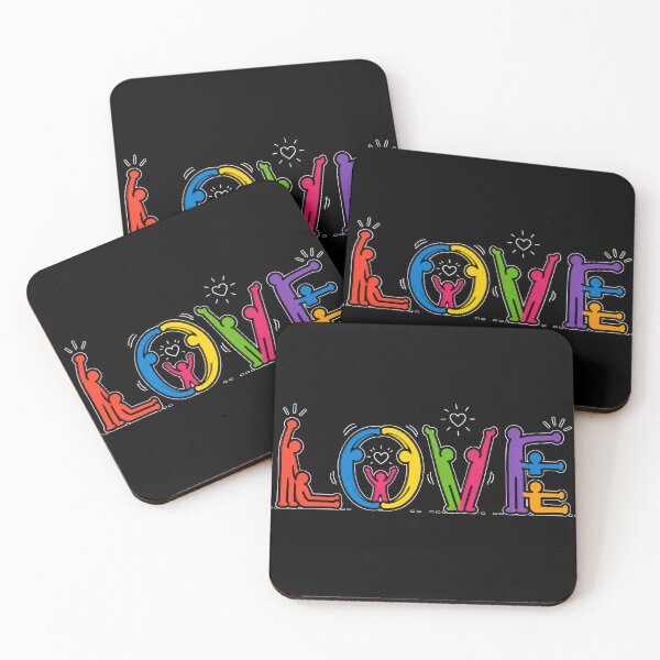 Item preview, LOVE Pop Art – Colorful Human Figures Typography | Positive Graphic Design by Plushiworld™ designed and sold by PLUSHIWORLDtm.