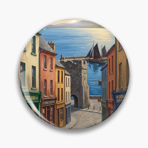 Item preview, Galway Ireland Vintage Travel Poster – Spanish Arch & Colorful Coastal Streets designed and sold by Bomax121.