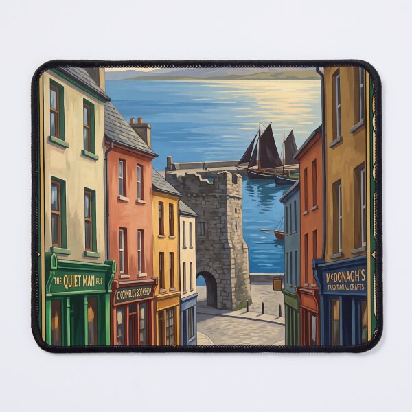 Item preview, Galway Ireland Vintage Travel Poster – Spanish Arch & Colorful Coastal Streets designed and sold by Bomax121.