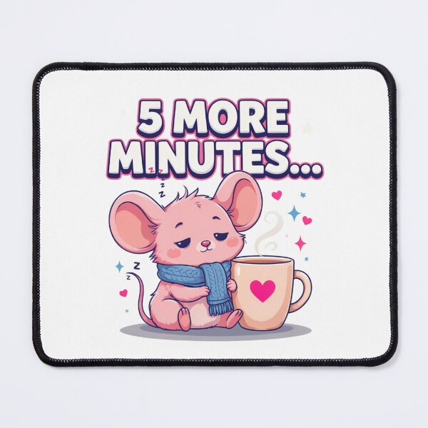 Item preview, 5 More Minutes Kawaii Mouse T-Shirt – Cute Sleepy Coffee Lover Design for Introverts, Cozy Girls & Winter Gift designed and sold by GemBob Creations.