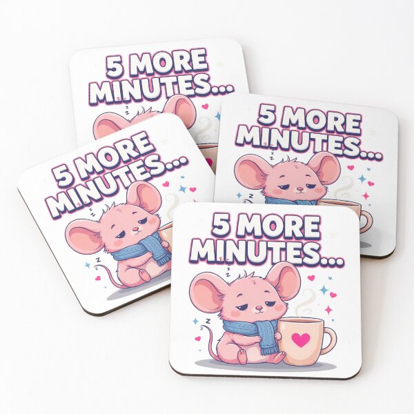 Item preview, 5 More Minutes Kawaii Mouse T-Shirt – Cute Sleepy Coffee Lover Design for Introverts, Cozy Girls & Winter Gift designed and sold by GemBob Creations.