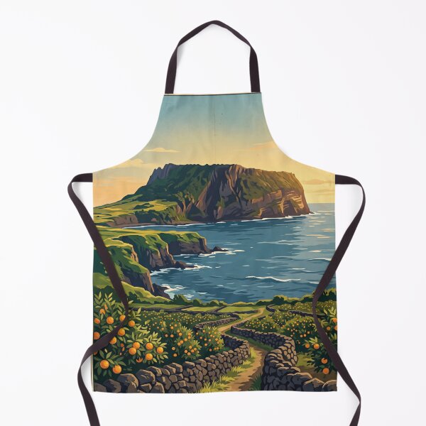Item preview, Jeju Island South Korea Vintage Travel Poster – Volcanic Coast and Tangerine Groves designed and sold by Bomax121.