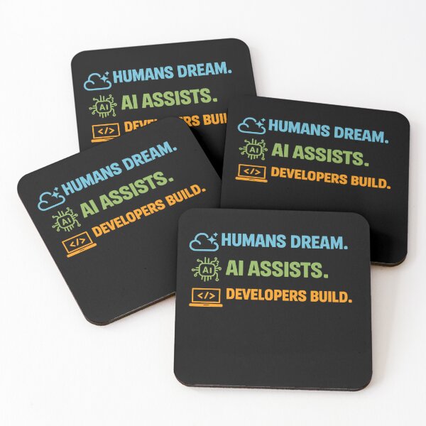 Item preview, Humans Dream AI Assists Developers Build | AI Developer Coding T-Shirt | Programmer Gift designed and sold by Fine Art California.