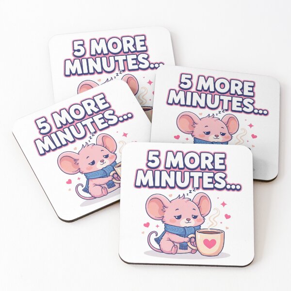 Item preview, 5 More Minutes Kawaii Mouse T-Shirt – Cute Cozy Coffee Lover Gift for Introverts, Sleepy Girls & Winter Mornings designed and sold by GemBob Creations.