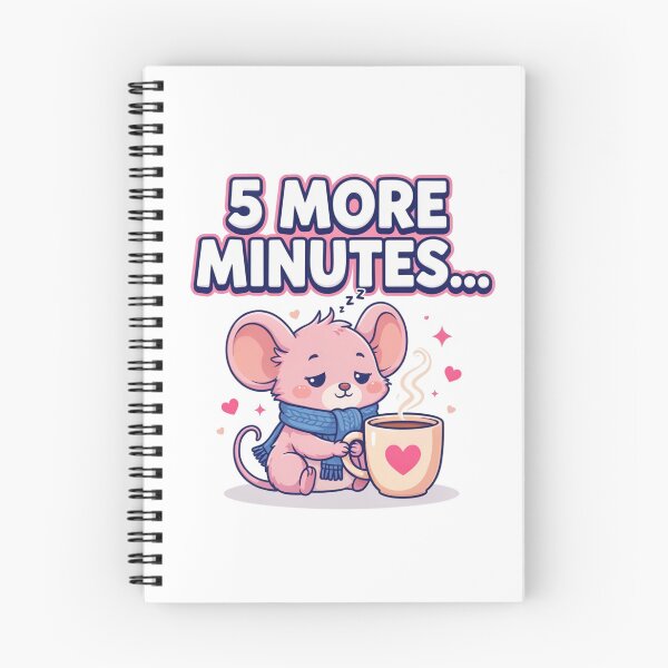Item preview, 5 More Minutes Kawaii Mouse T-Shirt – Cute Cozy Coffee Lover Gift for Introverts, Sleepy Girls & Winter Mornings designed and sold by GemBob Creations.