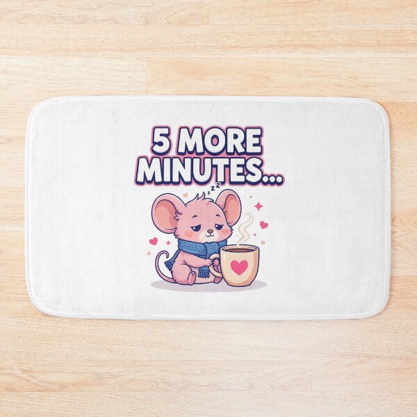 Item preview, 5 More Minutes Kawaii Mouse T-Shirt – Cute Cozy Coffee Lover Gift for Introverts, Sleepy Girls & Winter Mornings designed and sold by GemBob Creations.