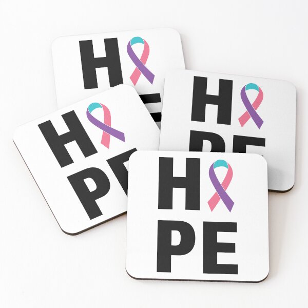 Item preview, Thyroid cancer, Hope, pink purple and teal ribbon designed and sold by BlueDiamond-19.