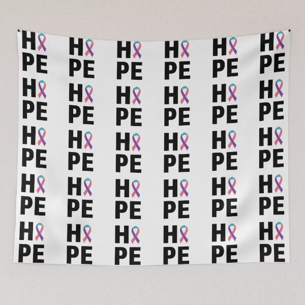Item preview, Thyroid cancer, Hope, pink purple and teal ribbon designed and sold by BlueDiamond-19.